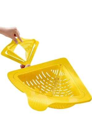 3 Adet Mutfak Ve Banyo Üçgen Lavabo Süzgeci – Köşe Uyumlu Plastik Organizatör Sünger Tutucu Sink Strainer