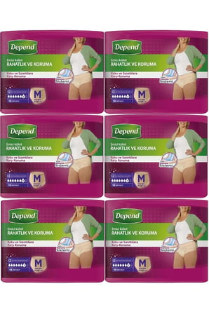 Depend Emici Külot Yetişkin Bezi Medium - Orta Kadın 60 Adet (6PK*10)