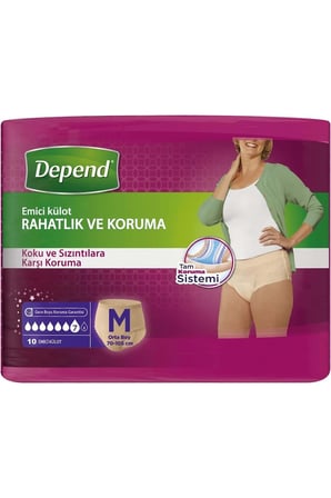 Depend Emici Külot Yetişkin Bezi Medium - Orta Kadın 60 Adet (6PK*10)