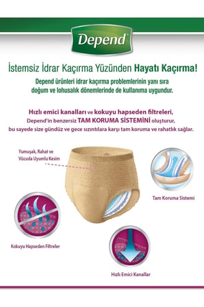 Depend Emici Külot Yetişkin Bezi Medium - Orta Kadın 60 Adet (6PK*10)