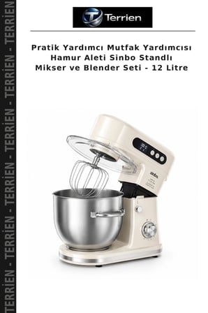 Pratik Yardımcı Mutfak Yardımcısı Hamur Aleti Sinbo Standlı Mikser ve Blender Seti - 12 Litre