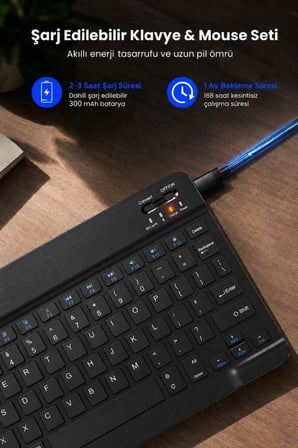 Premium Donanım Cihaz Kombinasyon Kablosuz Klavye Mouse Seti TMK04 Beyaz