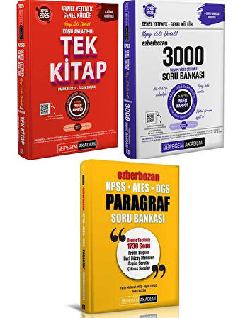 Pegem Akademi KPSS GYGK Tek Kitap Konu + 3000 Soru ve Ezberbozan Paragraf 3 lü Set