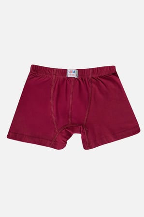 Premium Tekstil Renkli İç Giyim Erkek Çocuk Düz Pamuklu Likralı Bordo Boxer 6'lı Paket