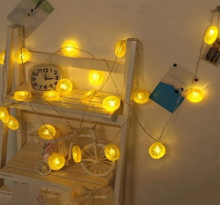 2m 10 Led Pilli 2 Kademeli Limon Led Işık MZ-304 Salon Aksesuarı Kutlama Süsü Yatak Odası