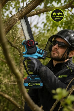 R-9108-9908-Sırık 3lü Set Şarjlı Testere ve Budama Makası ve 2 Metre Teleskobik Uzatma Kolu 21V - 3.0 Ah - Dijital Göstergeli
