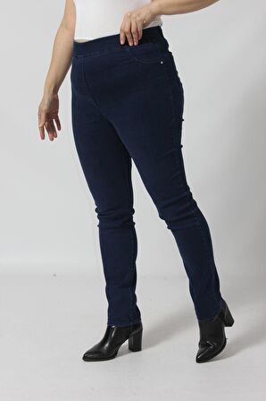 R001  BELİ LASTİKLİ ESNEK BÜYÜK BEDEN  MEVSİMLİK MAVİ  KOT PANTOLON