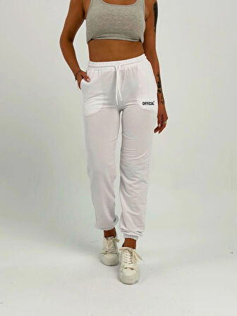 Maison La Femme Kadın Yüksek Bel Lastikli Beyaz Eşofman Altı