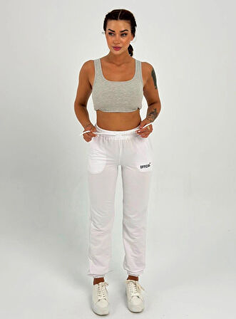 Maison La Femme Kadın Yüksek Bel Lastikli Beyaz Eşofman Altı