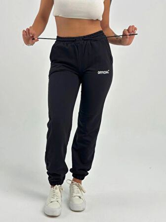 Maison La Femme Kadın Yüksek Bel Lastikli Siyah Eşofman Altı