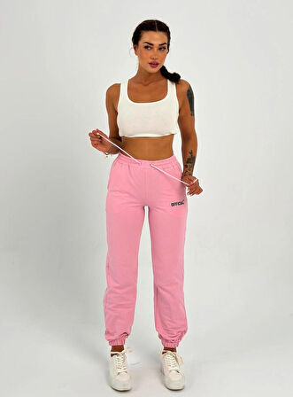 Maison La Femme Kadın Yüksek Bel Lastikli Pembe Eşofman Altı