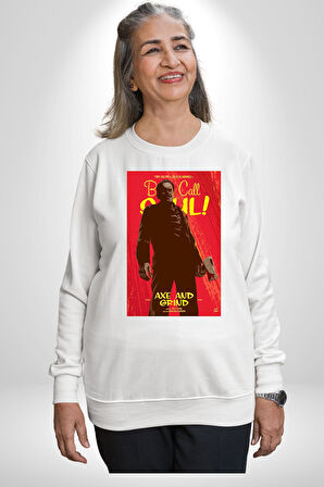 Better Call Saul Dizi  Erkek Kadın Unisex Dijital Baskılı Beyaz Sweatshirt