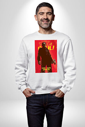 Better Call Saul Dizi  Erkek Kadın Unisex Dijital Baskılı Beyaz Sweatshirt