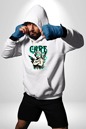 Aşk Tanrısı Gerçek Özgürlüğü Bulma  Erkek Kadın Beyaz Dijital Baskılı Kapüşonlu Sweatshirt Hoodie