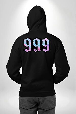 999 Bir Sonuç Bir Bitişi Simgeler Erkek Kadın Siyah Ön Sırt Baskılı Kapüşonlu Sweatshirt Hoodie