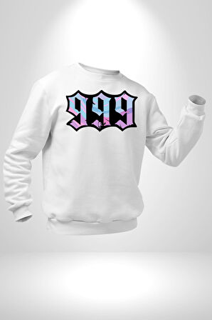 999 Bir Sonuç Bir Bitişi Simgeler Erkek Kadın Unisex Dijital Baskılı Beyaz Sweatshirt