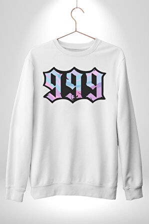 999 Bir Sonuç Bir Bitişi Simgeler Erkek Kadın Unisex Dijital Baskılı Beyaz Sweatshirt