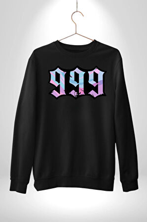 999 Bir Sonuç Bir Bitişi Simgeler Erkek Kadın Unisex Dijital Baskılı Siyah Sweatshirt