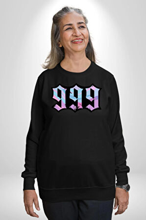 999 Bir Sonuç Bir Bitişi Simgeler Erkek Kadın Unisex Dijital Baskılı Siyah Sweatshirt