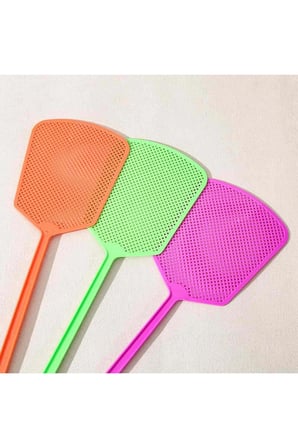 3 Adet Plastik Sinek Raketi – Delikli Geniş Vuruş Yüzeyli, Uzun Saplı Esnek Plastik Sinek Şaplağı, Ev Ofis Bahçe Kullanımı, Fly Swatter