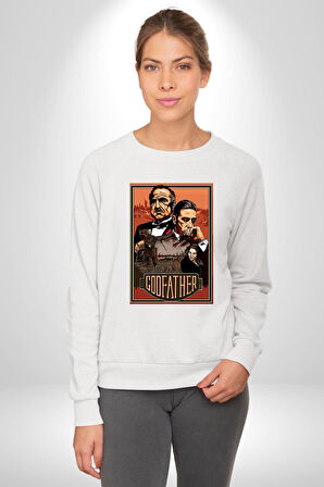 Retro Godfather Al Pacino Baba Sinema Film Erkek Kadın Unisex Dijital Baskılı Beyaz Sweatshirt