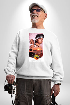 Karete Kid Kareteci Çocuk Film Dizi Erkek Kadın Unisex Dijital Baskılı Beyaz Sweatshirt
