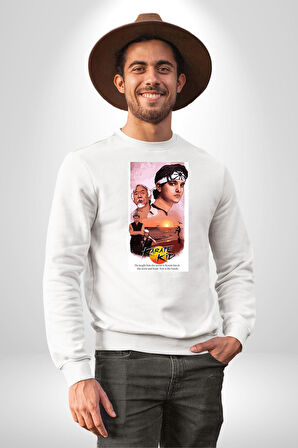 Karete Kid Kareteci Çocuk Film Dizi Erkek Kadın Unisex Dijital Baskılı Beyaz Sweatshirt