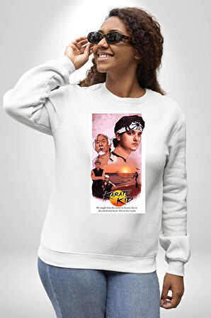 Karete Kid Kareteci Çocuk Film Dizi Erkek Kadın Unisex Dijital Baskılı Beyaz Sweatshirt