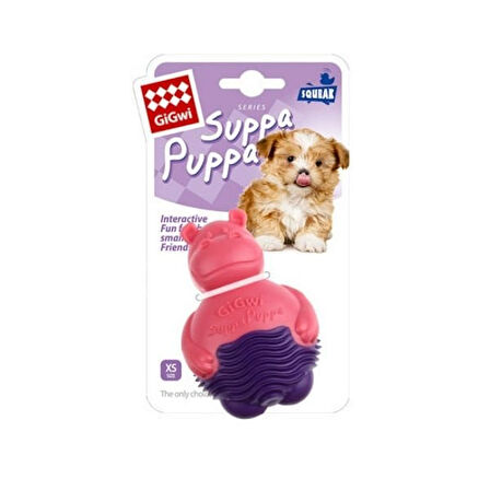 Gigwi Suppa Puppa Hipopotam Plastik Köpek Oyuncağı Pembe/Mor 9x6.5x5 Cm