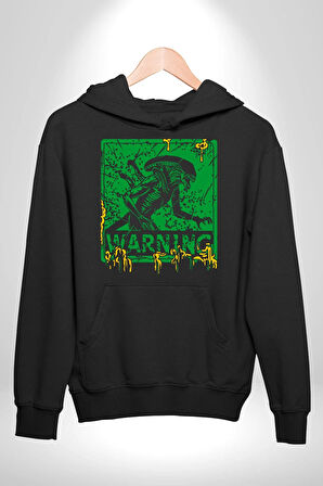 Alien Uzaylı Aranıyor  Erkek Kadın Siyah Dijital Baskılı Kapüşonlu Sweatshirt Hoodie