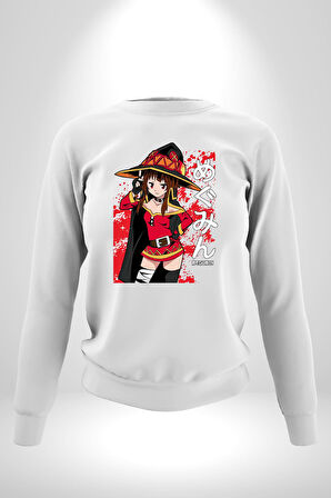 Megumin Manga Anime Seri Erkek Kadın Unisex Dijital Baskılı Beyaz Sweatshirt