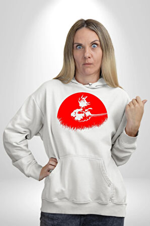 Anime Dragon Ball Goku Ejderha Erkek Kadın Beyaz Dijital Baskılı Kapüşonlu Sweatshirt Hoodie