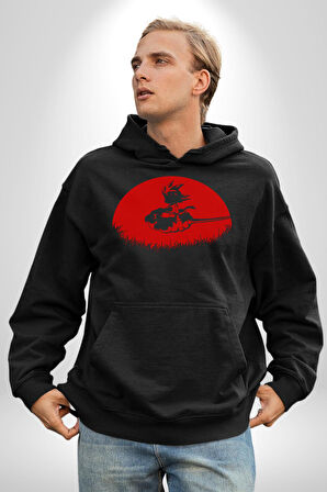 Anime Dragon Ball Goku Ejderha Erkek Kadın Siyah Dijital Baskılı Kapüşonlu Sweatshirt Hoodie