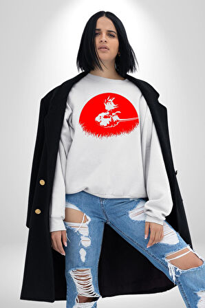 Anime Dragon Ball Goku Ejderha Erkek Kadın Unisex Dijital Baskılı Beyaz Sweatshirt