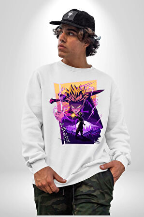 Dragon Ball Şimlek Anime  Erkek Kadın Unisex Dijital Baskılı Beyaz Sweatshirt