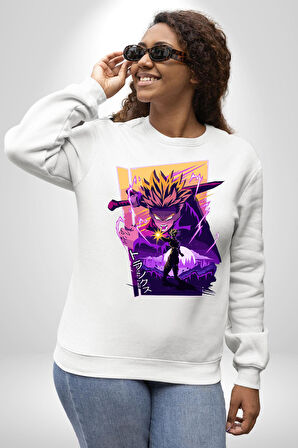 Dragon Ball Şimlek Anime  Erkek Kadın Unisex Dijital Baskılı Beyaz Sweatshirt