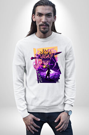 Dragon Ball Şimlek Anime  Erkek Kadın Unisex Dijital Baskılı Beyaz Sweatshirt