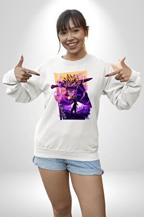 Dragon Ball Şimlek Anime  Erkek Kadın Unisex Dijital Baskılı Beyaz Sweatshirt