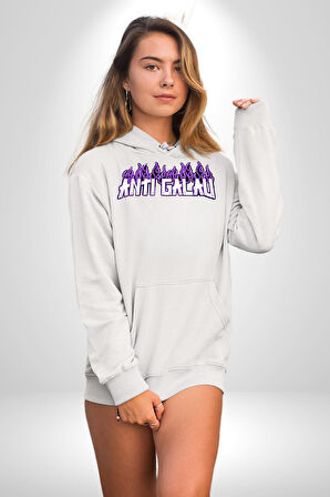 Anti Galau Erkek Kadın Beyaz Dijital Baskılı Kapüşonlu Sweatshirt Hoodie