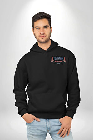 Arizona Western Üniversitesi 1912 Erkek Kadın Siyah Ön Sırt Baskılı Kapüşonlu Sweatshirt Hoodie
