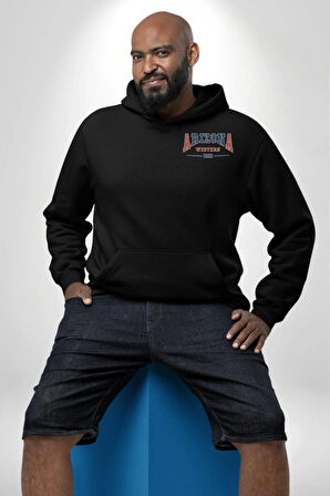 Arizona Western Üniversitesi 1912 Erkek Kadın Siyah Ön Sırt Baskılı Kapüşonlu Sweatshirt Hoodie