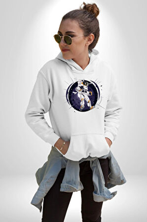 Nasa Astronaut Uzay Zıplaması Erkek Kadın Beyaz Dijital Baskılı Kapüşonlu Sweatshirt Hoodie