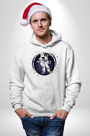 Nasa Astronaut Uzay Zıplaması Erkek Kadın Beyaz Dijital Baskılı Kapüşonlu Sweatshirt Hoodie