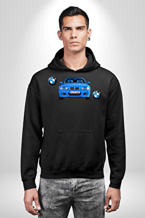 2001 BMW M3 Cabrio Erkek Kadın Siyah Dijital Baskılı Kapüşonlu Sweatshirt Hoodie
