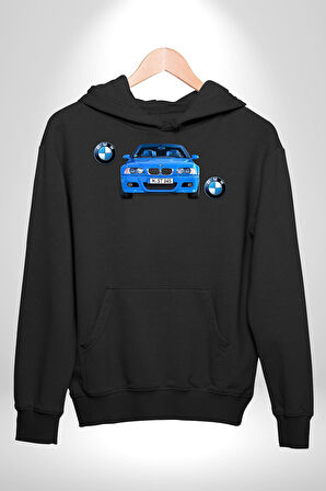 2001 BMW M3 Cabrio Erkek Kadın Siyah Dijital Baskılı Kapüşonlu Sweatshirt Hoodie