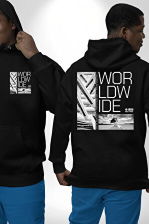 Mimari Fikir Erkek Kadın Siyah Ön Sırt Baskılı Kapüşonlu Sweatshirt Hoodie