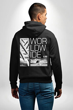 Mimari Fikir Erkek Kadın Siyah Ön Sırt Baskılı Kapüşonlu Sweatshirt Hoodie