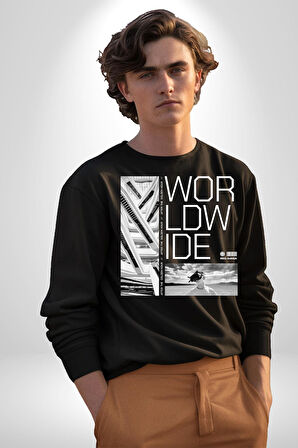 Mimari Fikir Erkek Kadın Unisex Dijital Baskılı Siyah Sweatshirt