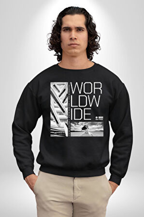 Mimari Fikir Erkek Kadın Unisex Dijital Baskılı Siyah Sweatshirt