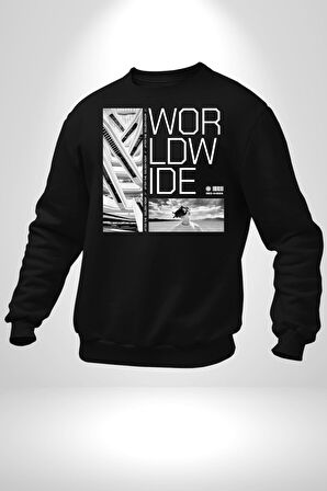 Mimari Fikir Erkek Kadın Unisex Dijital Baskılı Siyah Sweatshirt